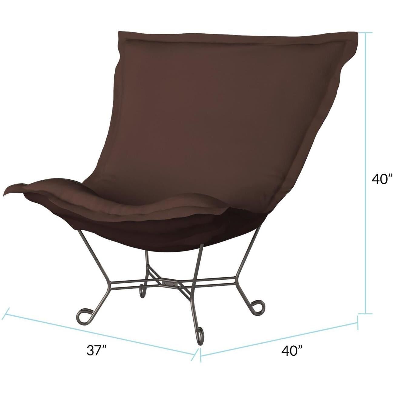 Puff Titanium Frame with Sterling Chocolate Scroll Chair with Cover